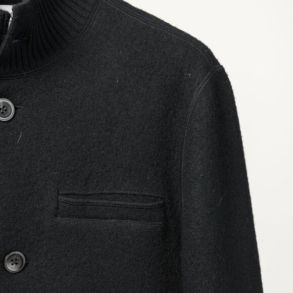 Armani Collezioni Black Boiled-Wool Buttoned Mock-Neck Jacket - Picture 5 of 9